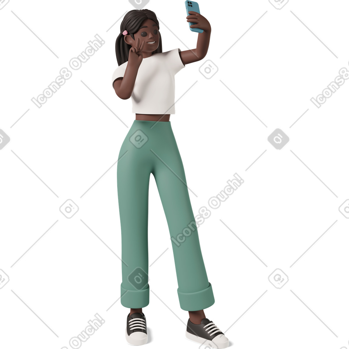Black girl taking selfie illustration in PNG, SVG