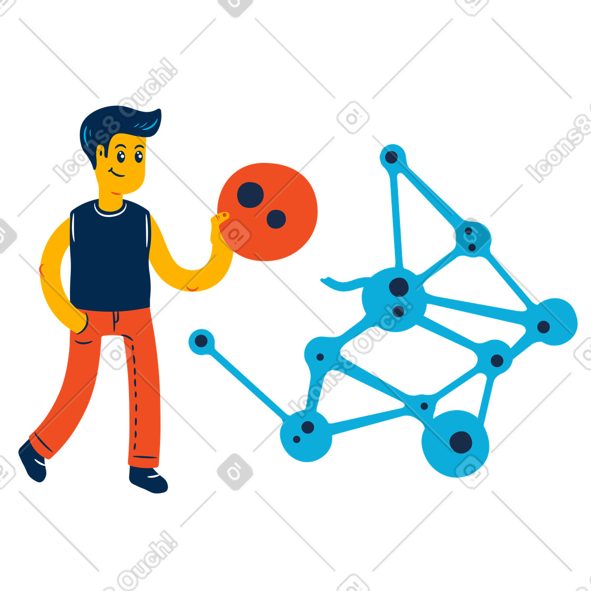 Man forming new neural pathways illustration in Flame style download in PNG, SVG