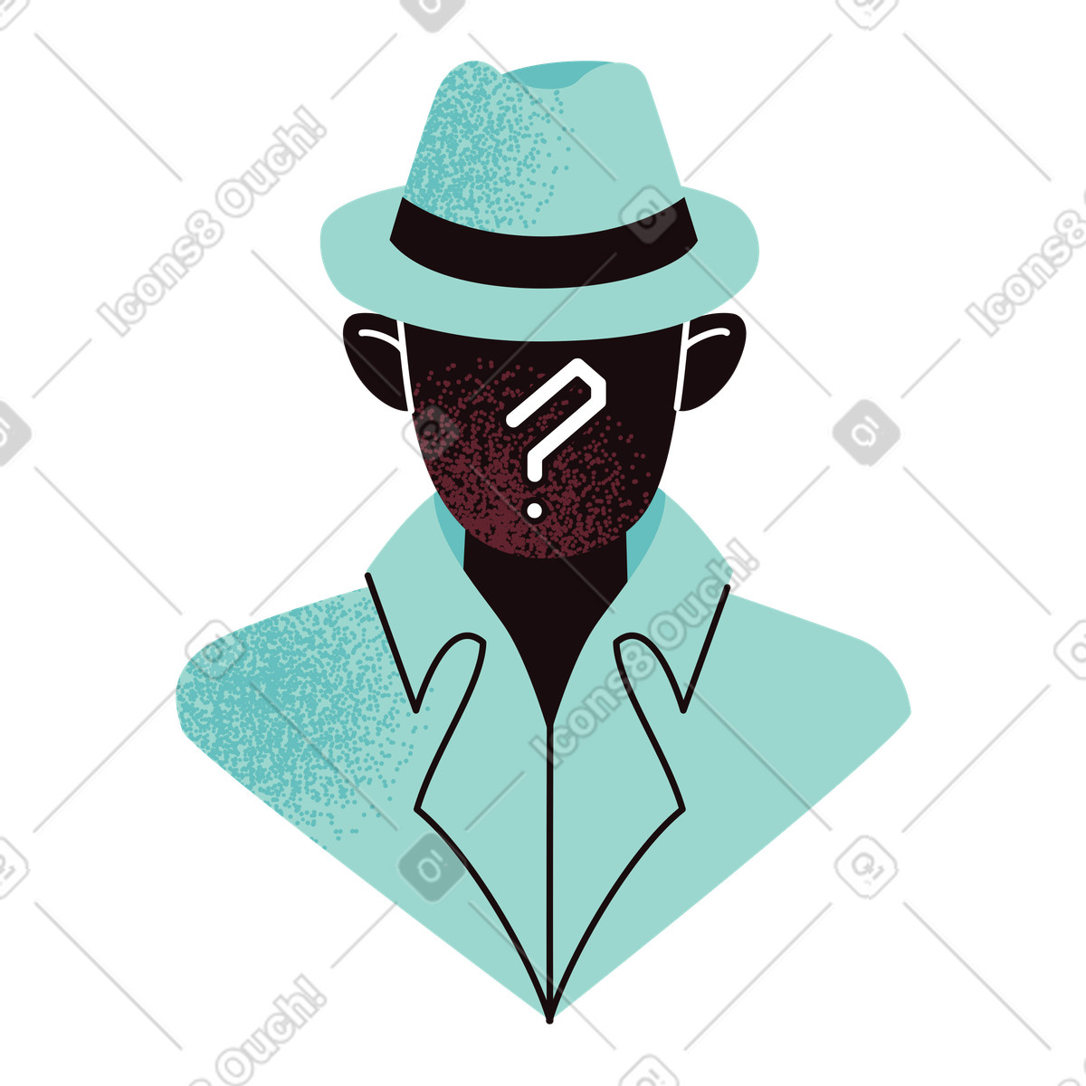 Anonymous with question mark face, Incognito mode or secure browsing-Illustration im Delight-Stil als Download in PNG, SVG