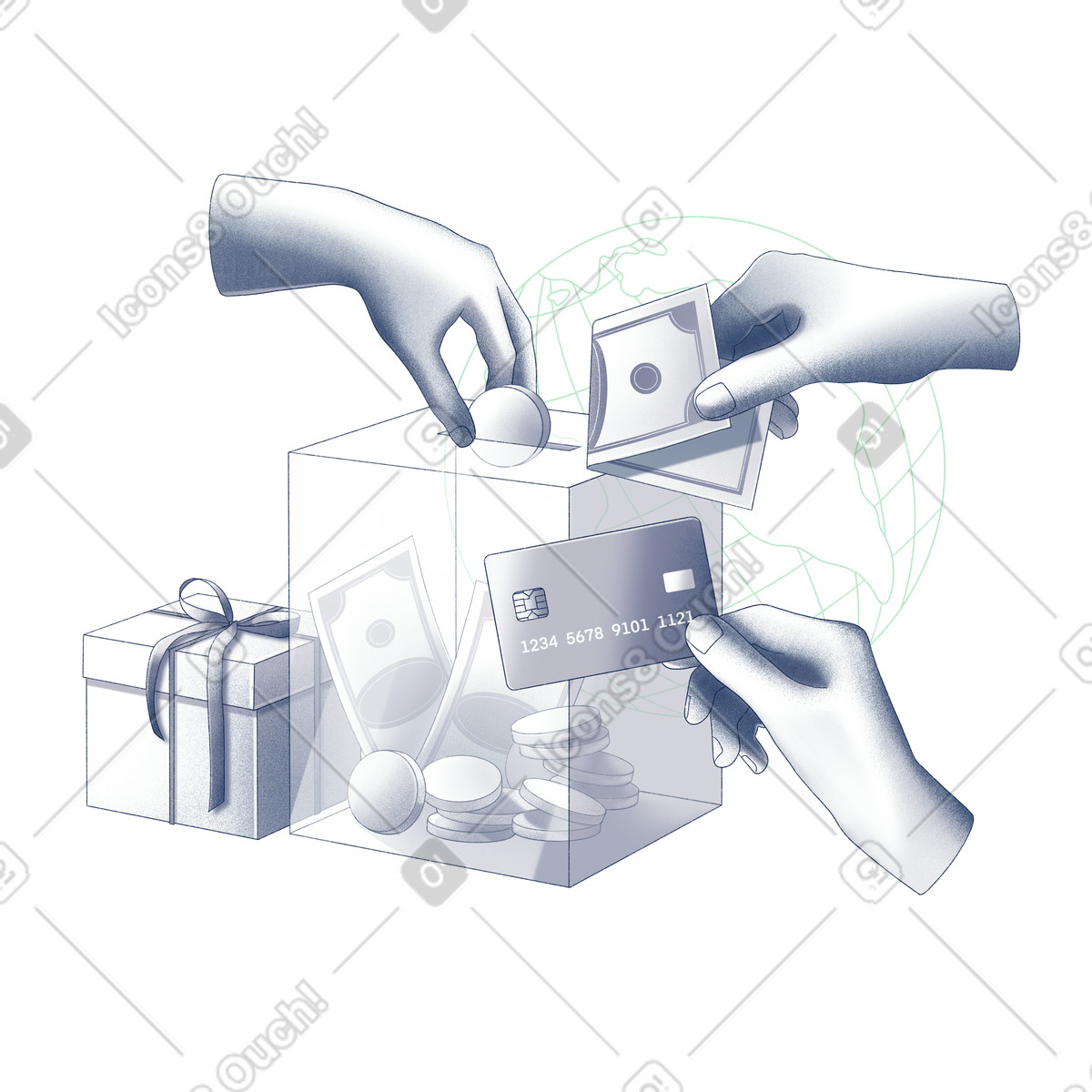 Ilustração de People making donations em no estilo Haze para baixar em PNG, SVG