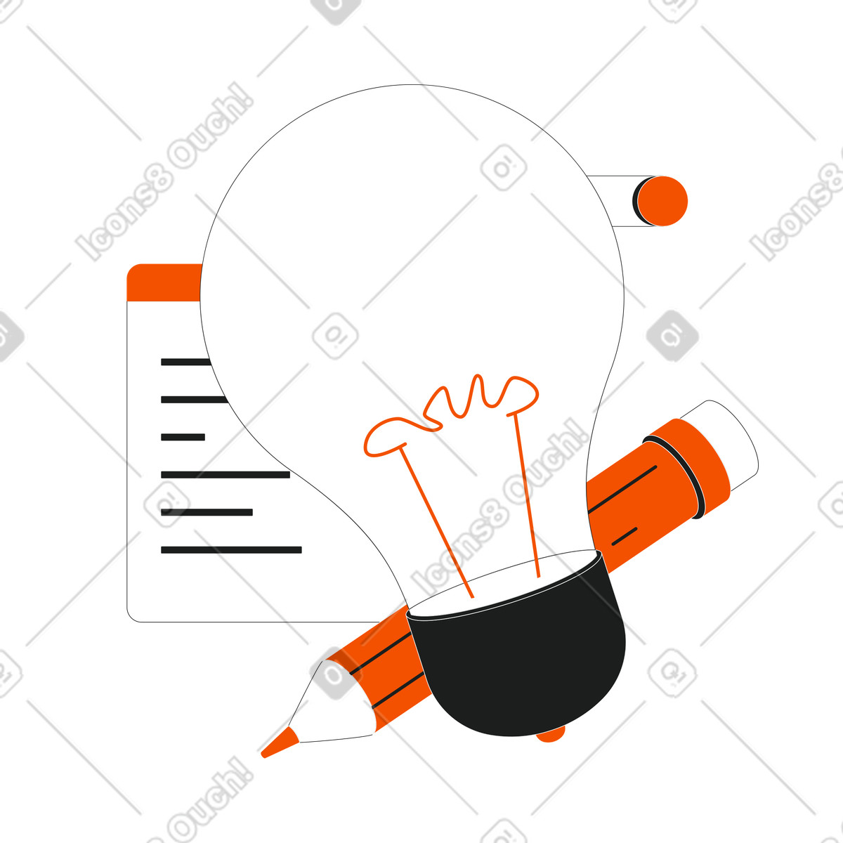 Brainstorming ideas and writing them down illustration in Strict style download in PNG, SVG