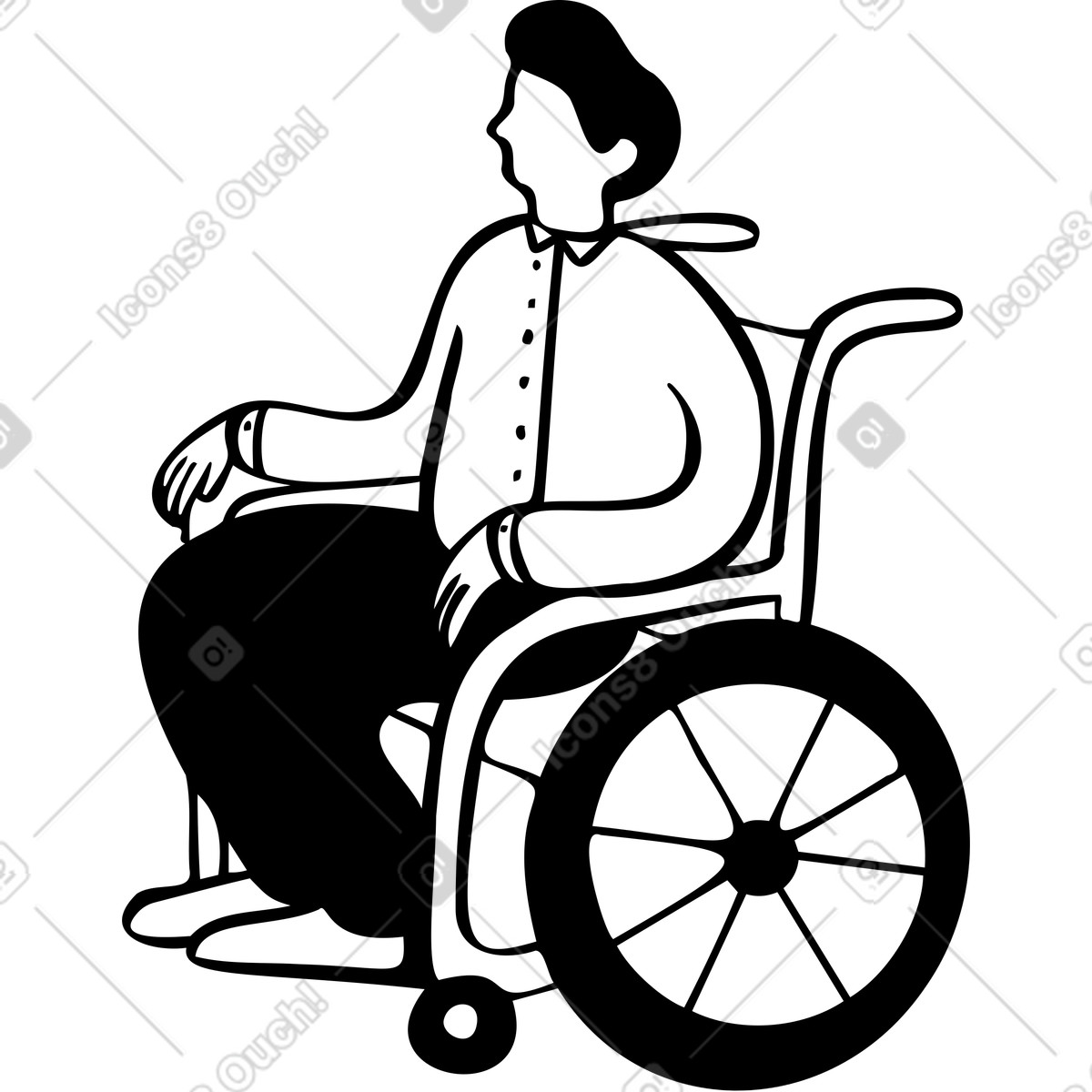 Man in a wheelchair illustration Journal style download PNG, SVG