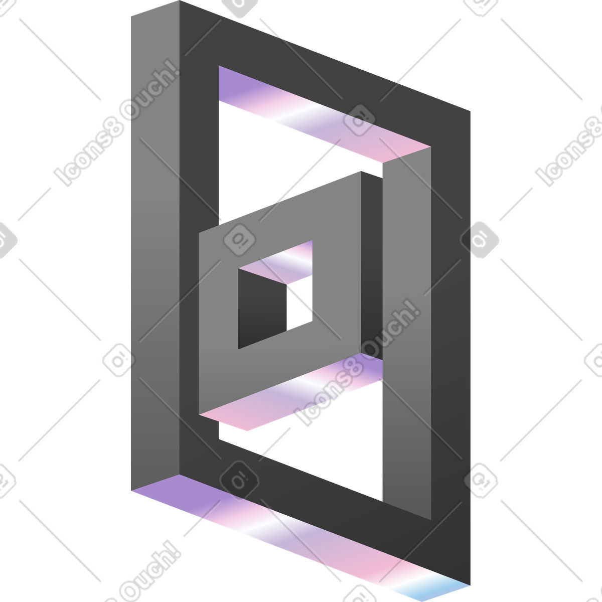 Geometric structure with optical illusion illustration in PNG, SVG