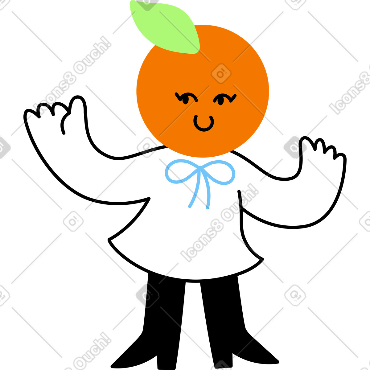 Illustration Personnage avec une tête orange dans le style Giggle à télécharger aux formats PNG, SVG