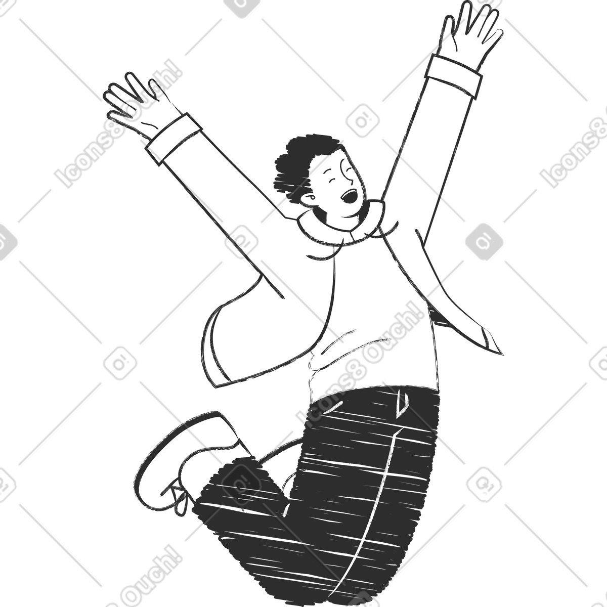 Ilustração de Homem feliz pulando em no estilo Graphite para baixar em PNG, SVG