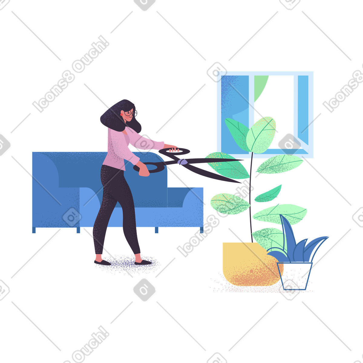 Ilustración Jardinero para plantas caseras en estilo Pale a descargar en PNG y SVG