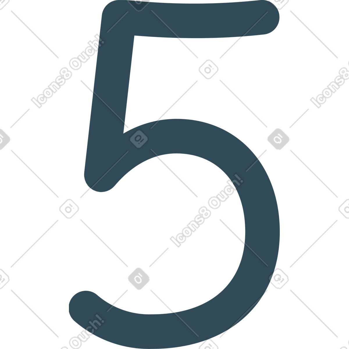 Dark blue five illustration in Kingdom style download in PNG, SVG