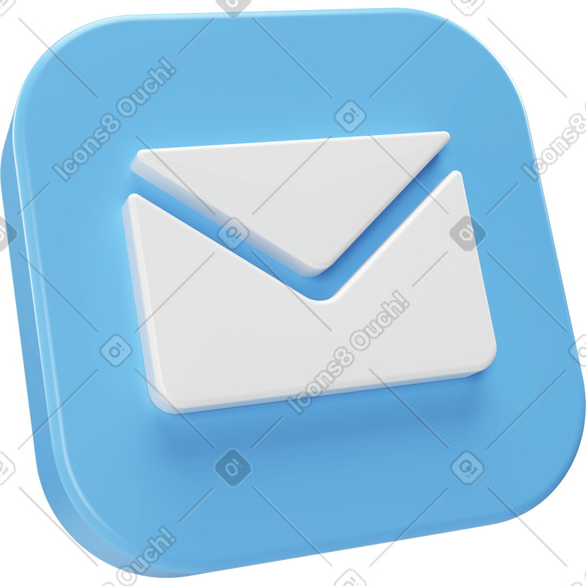 Envelope icon on plastic plate illustration in 3D Corporate style download in PNG, SVG