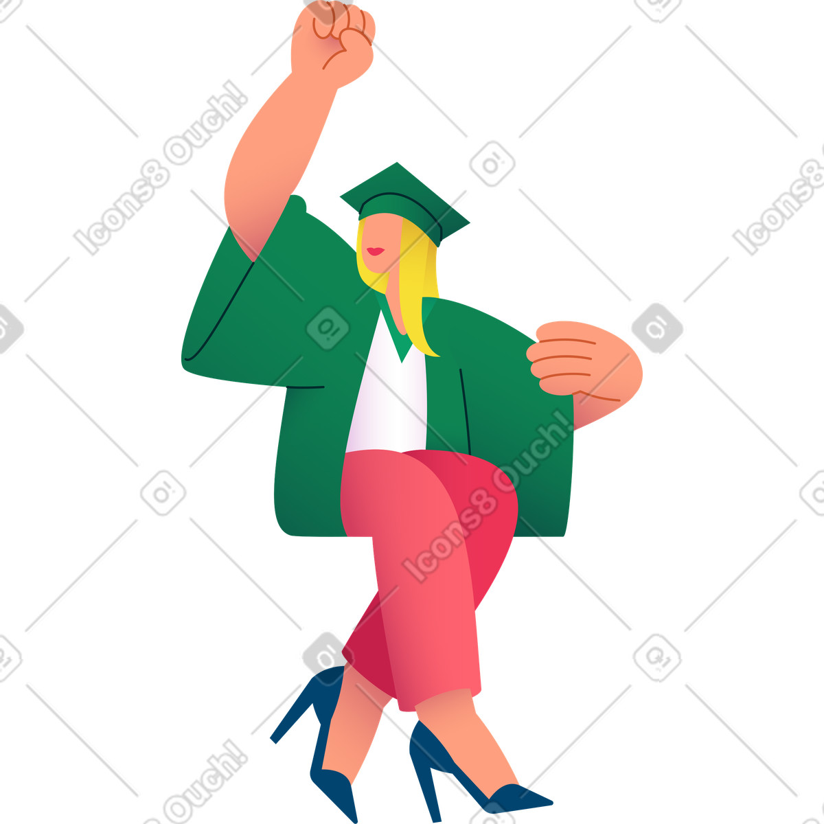 Ilustração de Mulher sentada e saudando em no estilo Colors para baixar em PNG, SVG