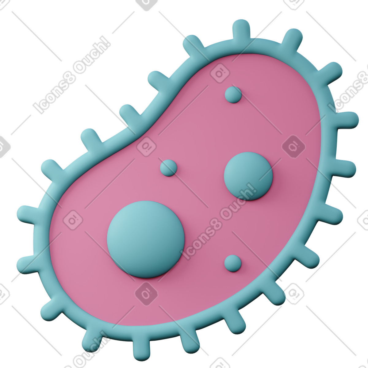 3D Sugary 스타일의 Bacteria 일러스트레이션 PNG, SVG 다운로드