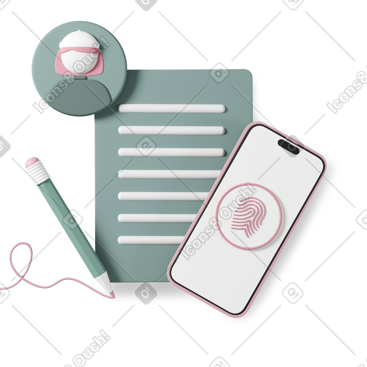 3D Casual life 스타일의 Notes composition with phone 일러스트레이션 PNG, SVG 다운로드