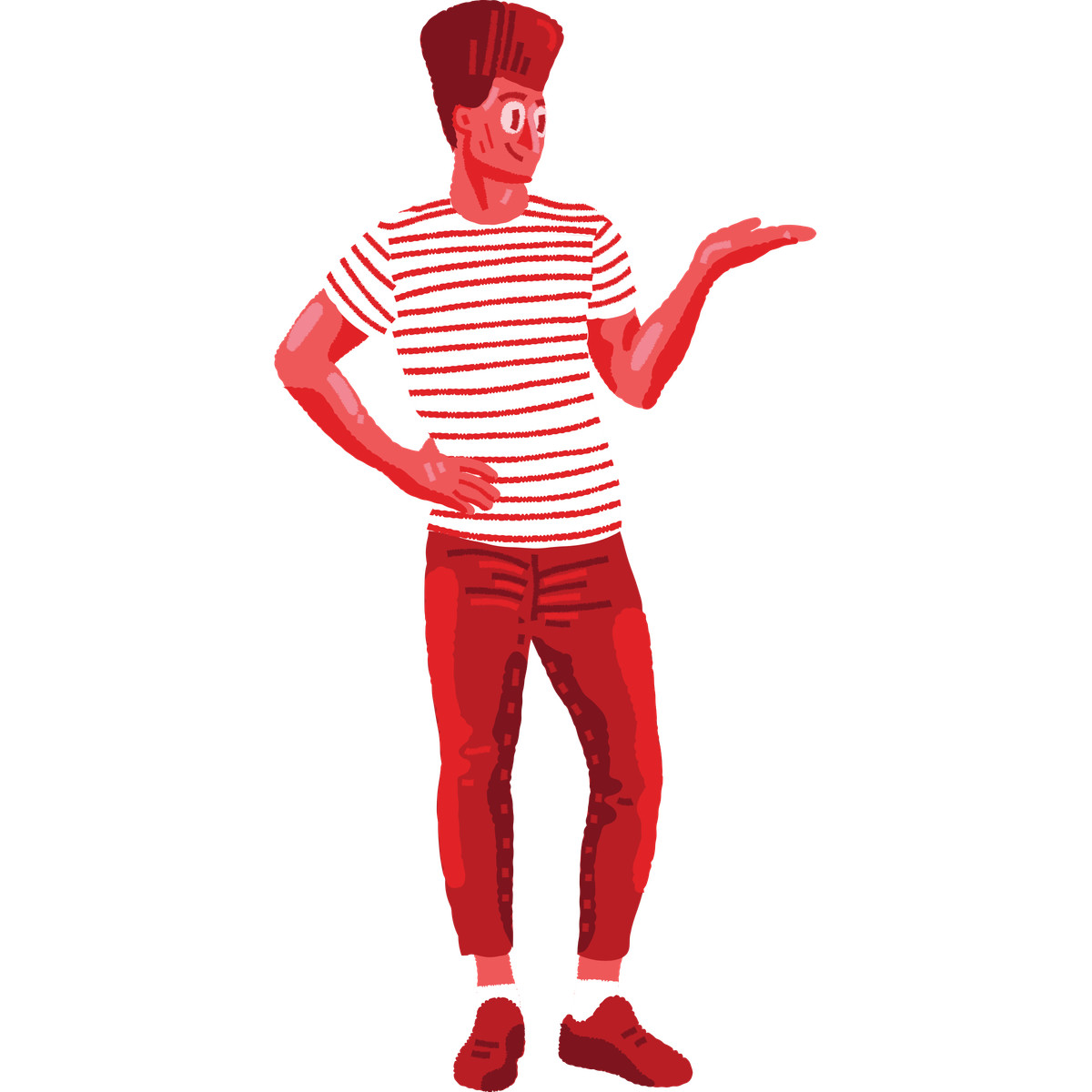 Cherry スタイルの Person in striped shirt presenting something のイラストをPNG、SVG形式でダウンロード
