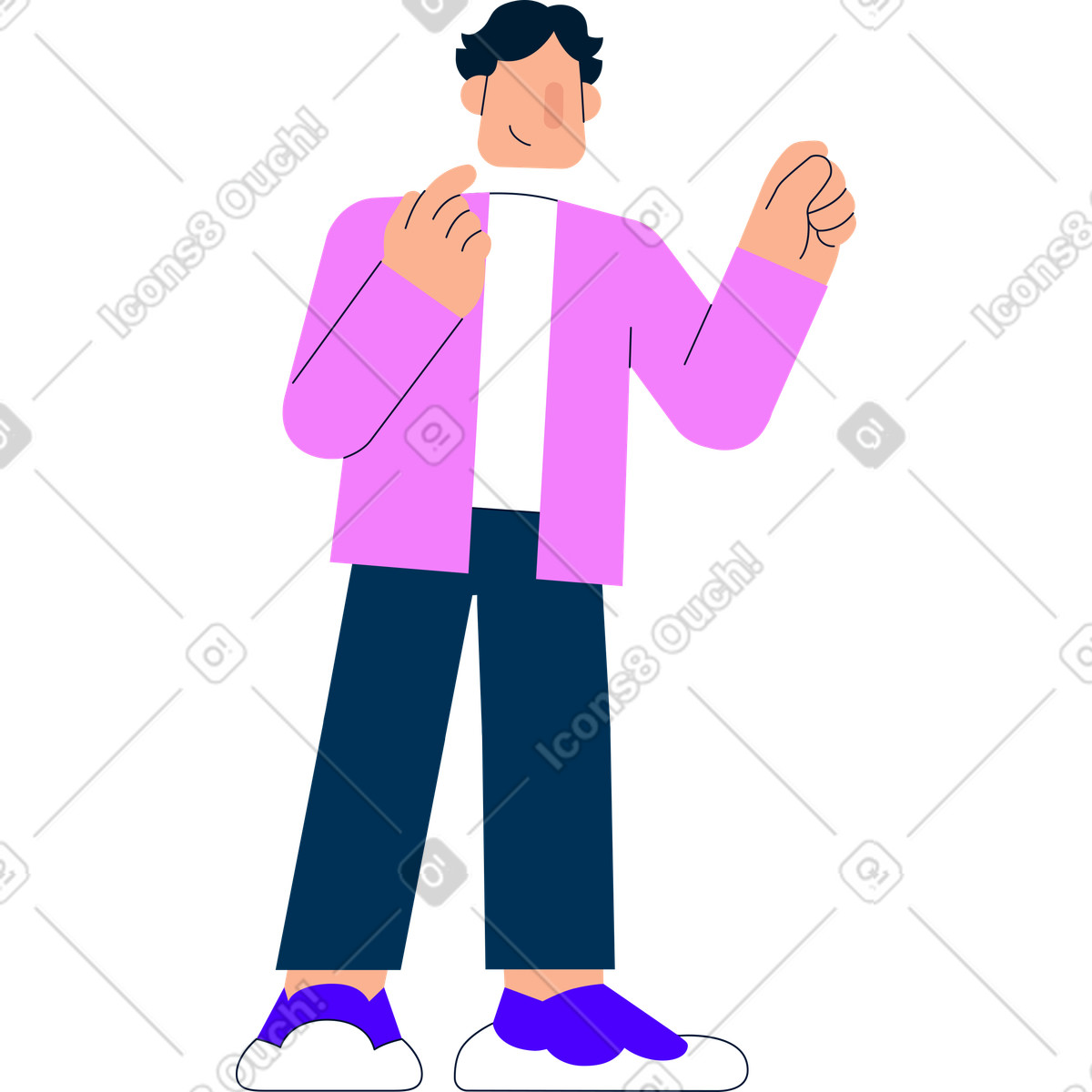 Thinking man illustration in Cubes style download in PNG, SVG