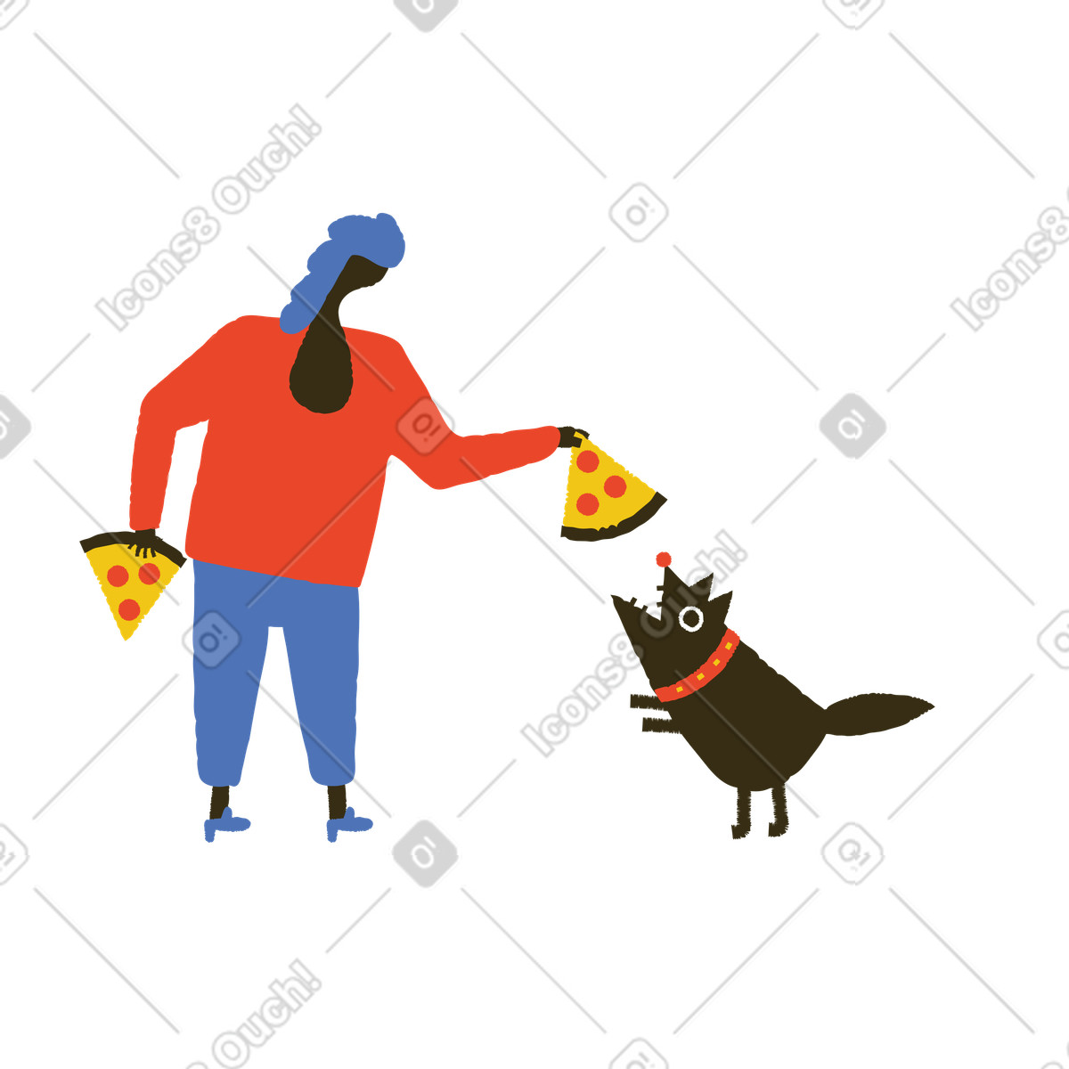 Ilustração de Cães também gostam pizza em no estilo Bermuda para baixar em PNG, SVG