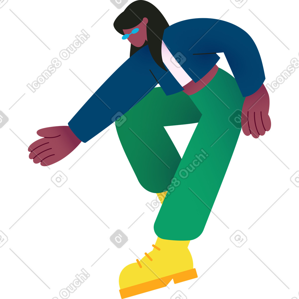下载 Colors 风格的 女人伸手向下 插画，支持 PNG、SVG 格式
