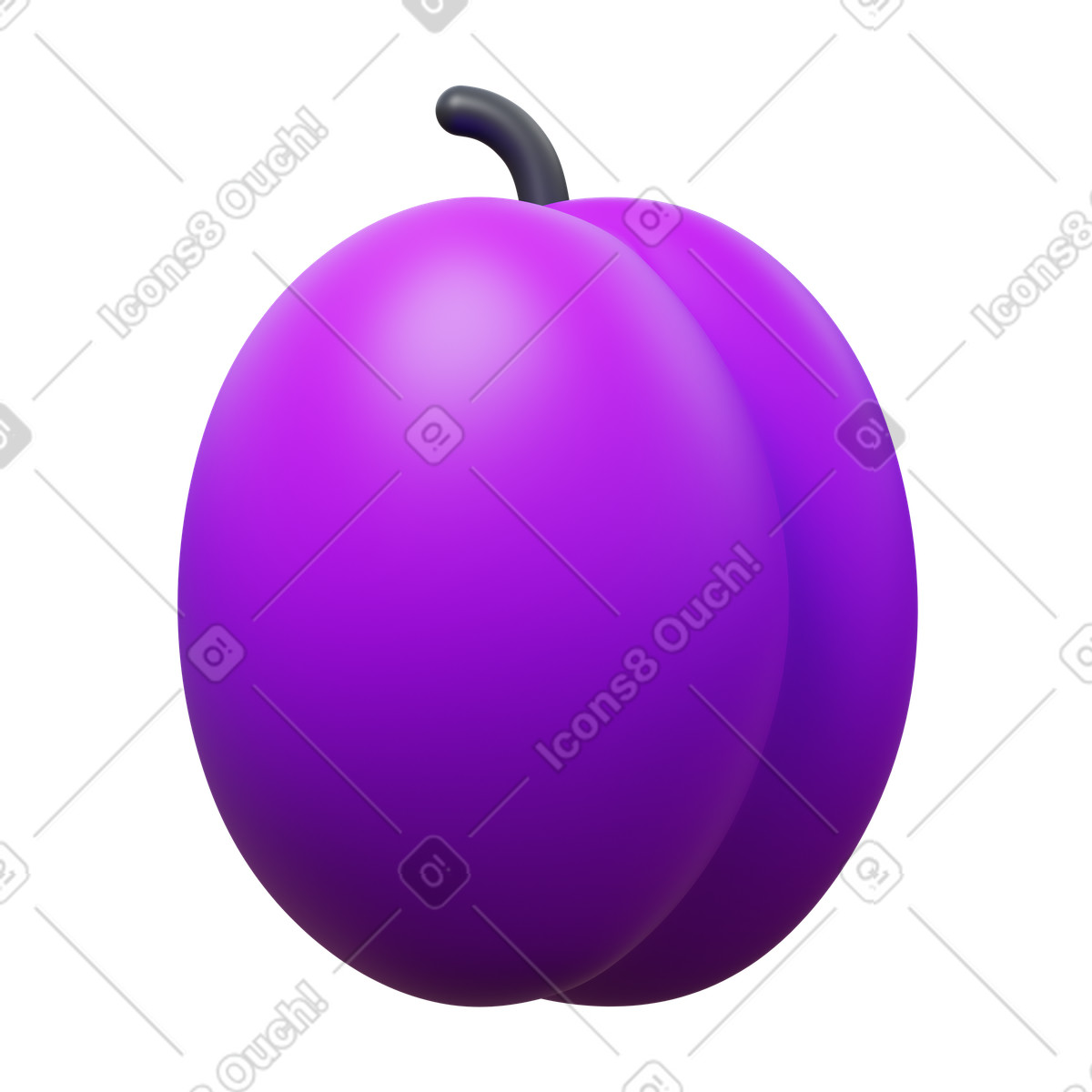 Plum illustration in 3D Fluency style download in PNG, SVG