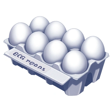 A cardboard egg carton with a black and white design, containing a total of fifteen eggs. Each egg is uniformly shaped and positioned neatly in the carton, which holds more eggs than the standard dozen. The carton is partially open, revealing the eggs' smooth texture and rounded forms. A small label on the carton displays the text "15 eggs" to emphasize the excess quantity.