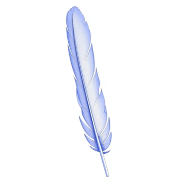 A close-up view of a bird's feather is presented, showcasing the intricate details of every barb and vane. The feather is elegantly curved, highlighting its delicate structure. Each individual barb is shown with fine lines, demonstrating the precise interlocking nature of the barbs. The vanes extend outward symmetrically on either side, creating a textured appearance. The shaft of the feather runs down the center, marked by slender grooves. The overall composition captures the fragility and complexity of the feather's design.