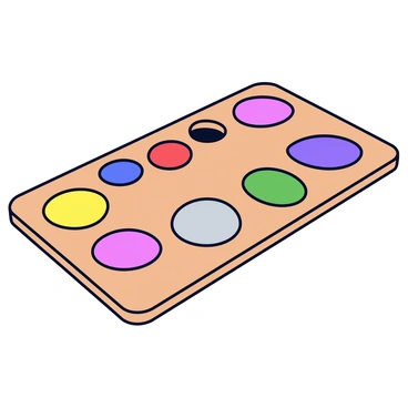 A palette with colors representing different emotions, labeled accordingly