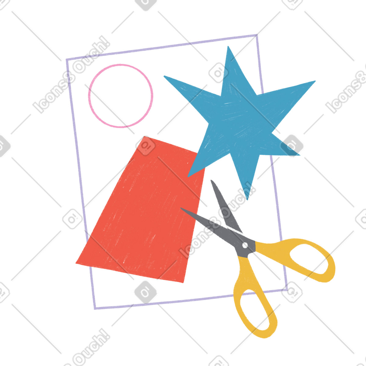 Paper geometric shapes for children education illustration in Tutti style download in PNG, SVG