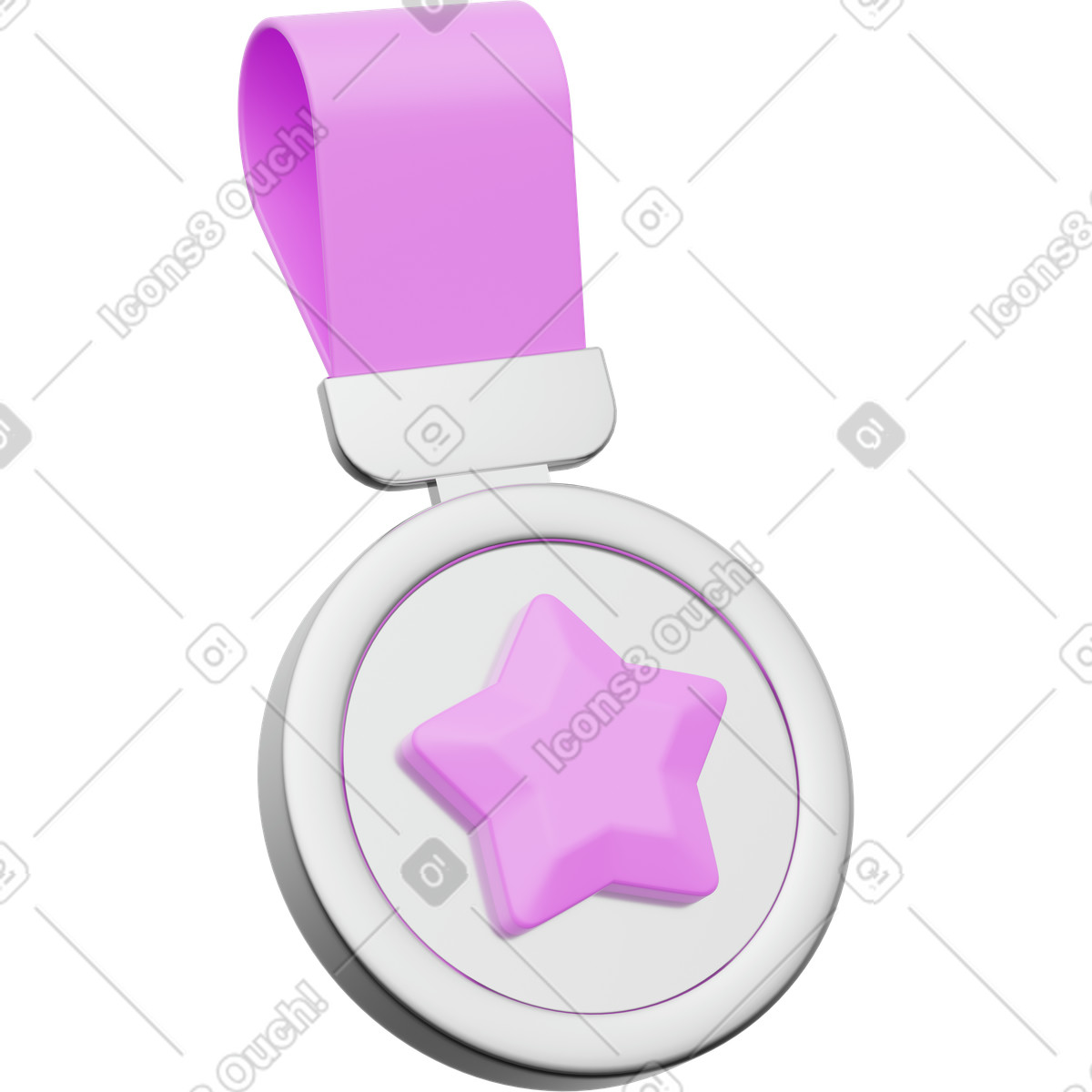 Excellence award star medal with ribbon illustration in 3D Playful style download in PNG, SVG