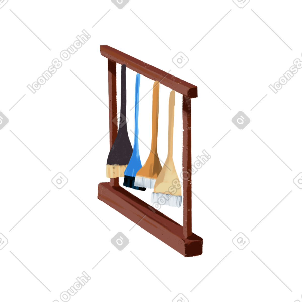 Brushes illustration in Ikigai style download in PNG, SVG