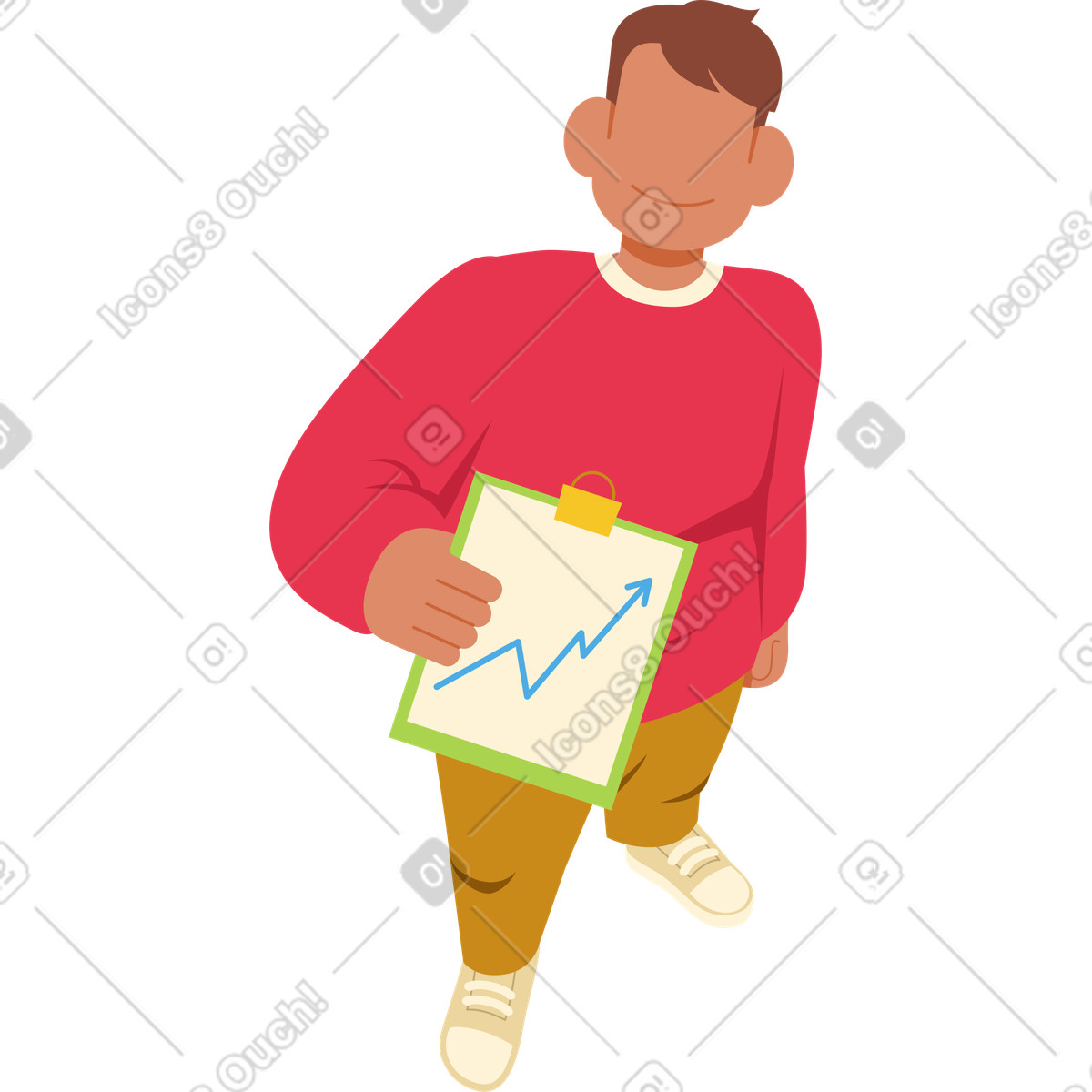 Uomo che tiene una lavagna per appunti illustrazione in stile Catchy scarica in PNG, SVG