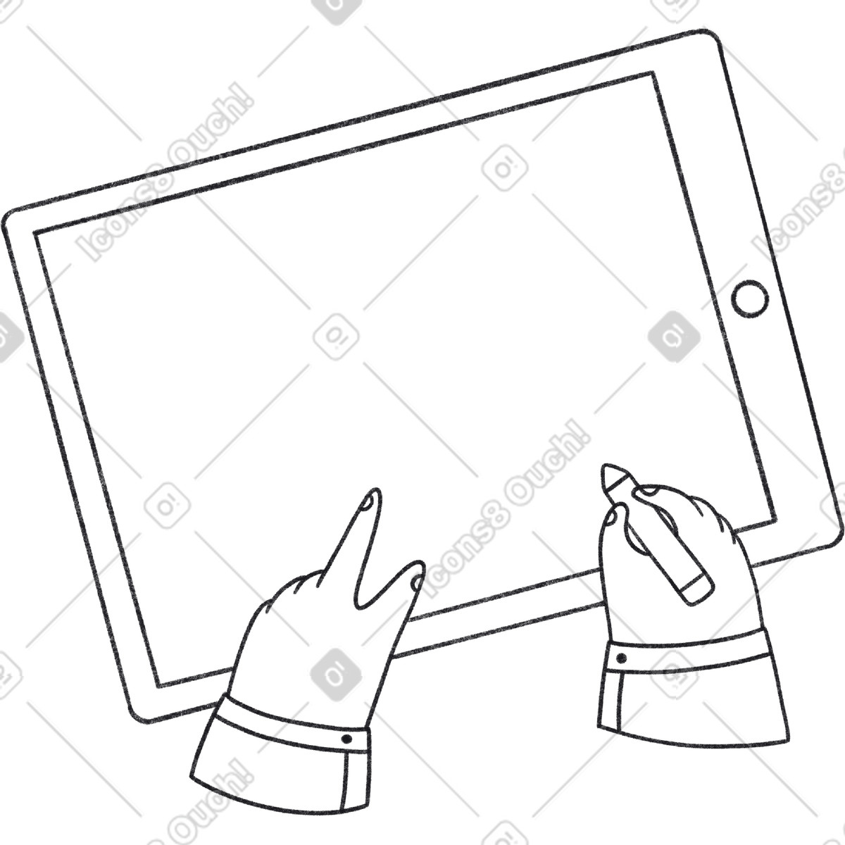 Ilustración Hands draw on the ipad en estilo Bonbon Line a descargar en PNG y SVG
