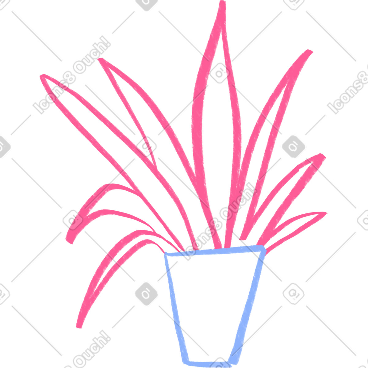Plant in a pot-Illustration im Quirky-Stil als Download PNG, SVG