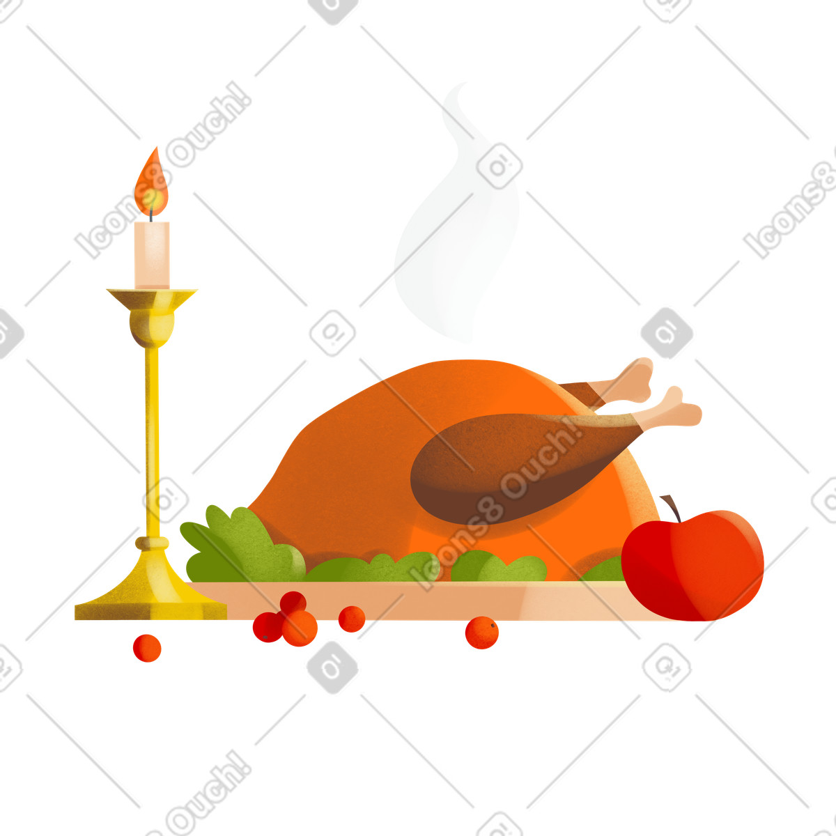 Иллюстрация Thanksgiving turkey and candle в стиле Shine — скачать в форматах PNG, SVG