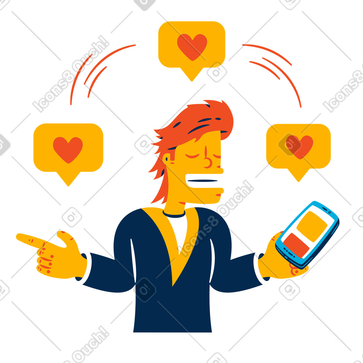 Likes illustration in Flame style download in PNG, SVG