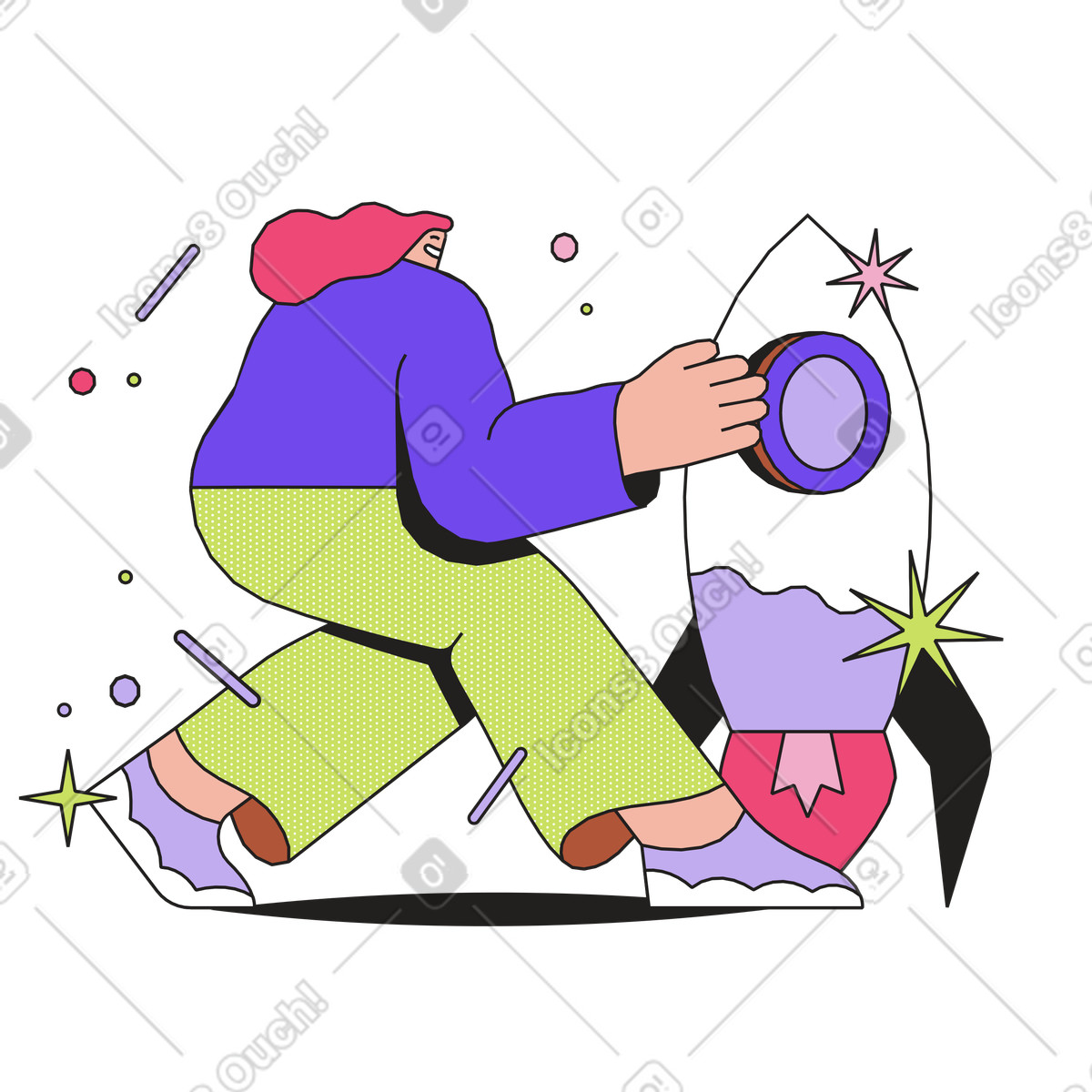 Ilustração de Rocket launch em no estilo Dazzle para baixar em PNG, SVG