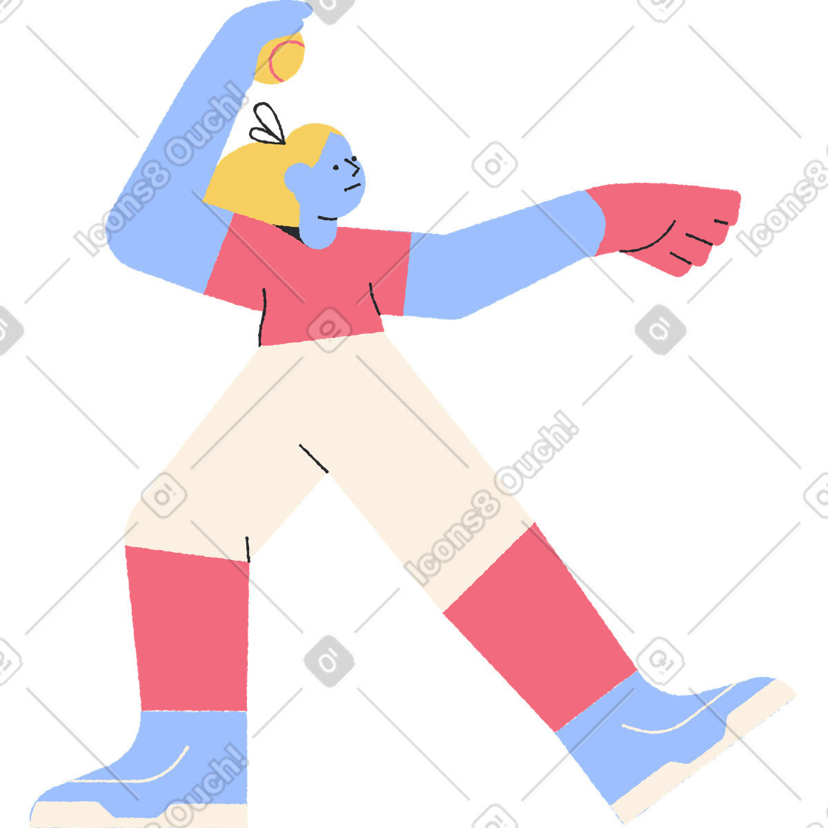 下载 Pablo 风格的 垒球运动员 插画，支持 PNG、SVG 格式
