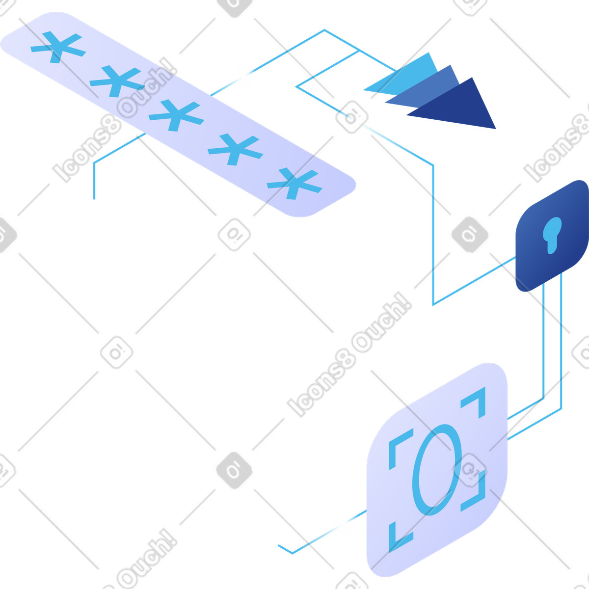 Secuit scheme with password and face id illustration in Quantum style download in PNG, SVG
