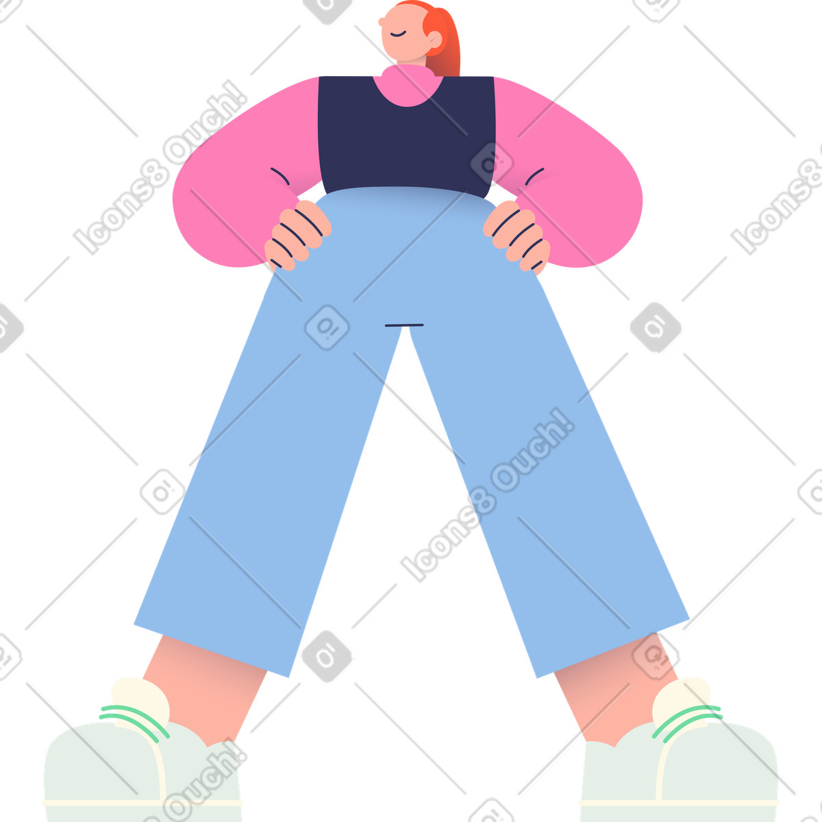 Ilustração de Woman put her hands on hips em no estilo Beam para baixar em PNG, SVG