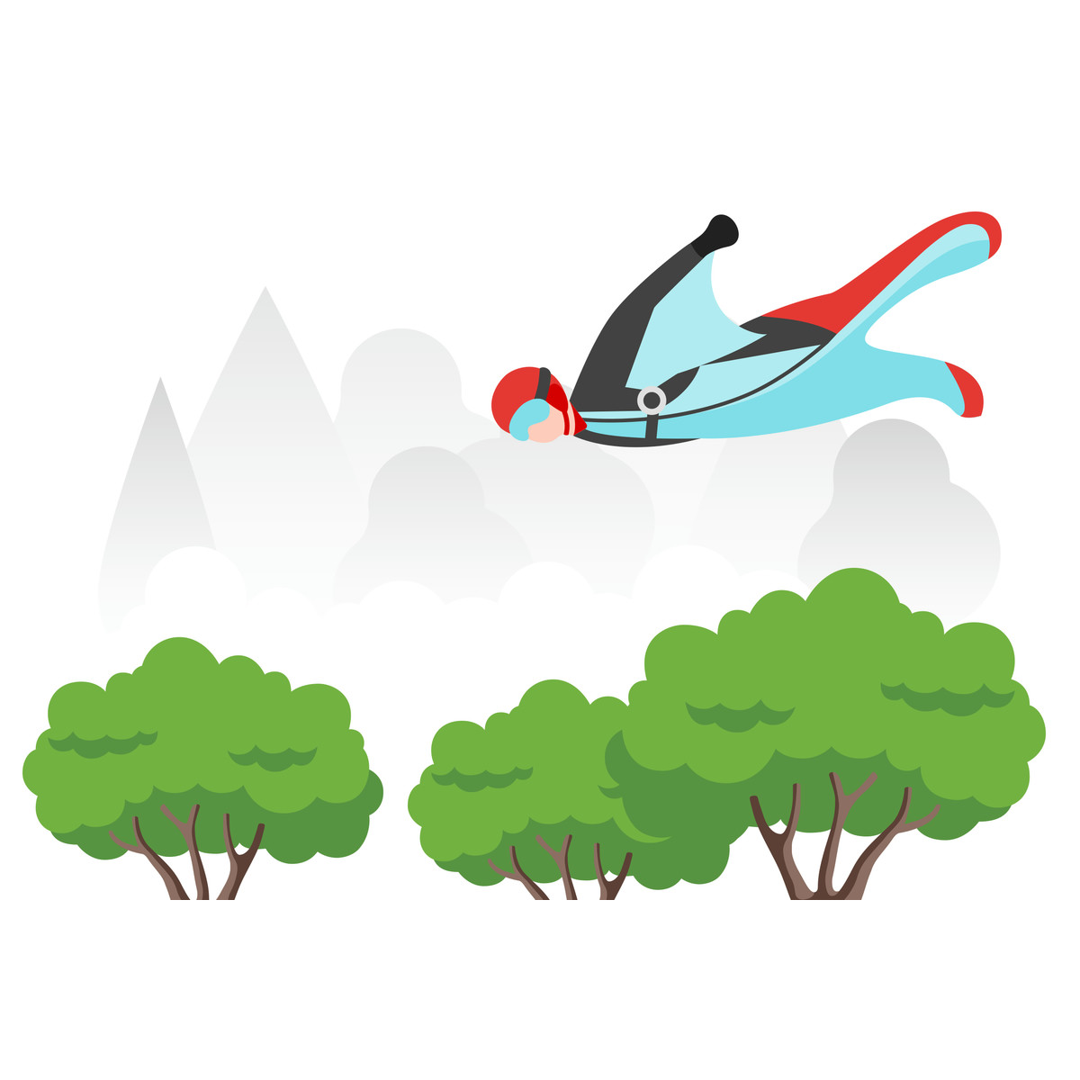 Person flying in wingsuit or skydiving illustration Fogg style download PNG, SVG