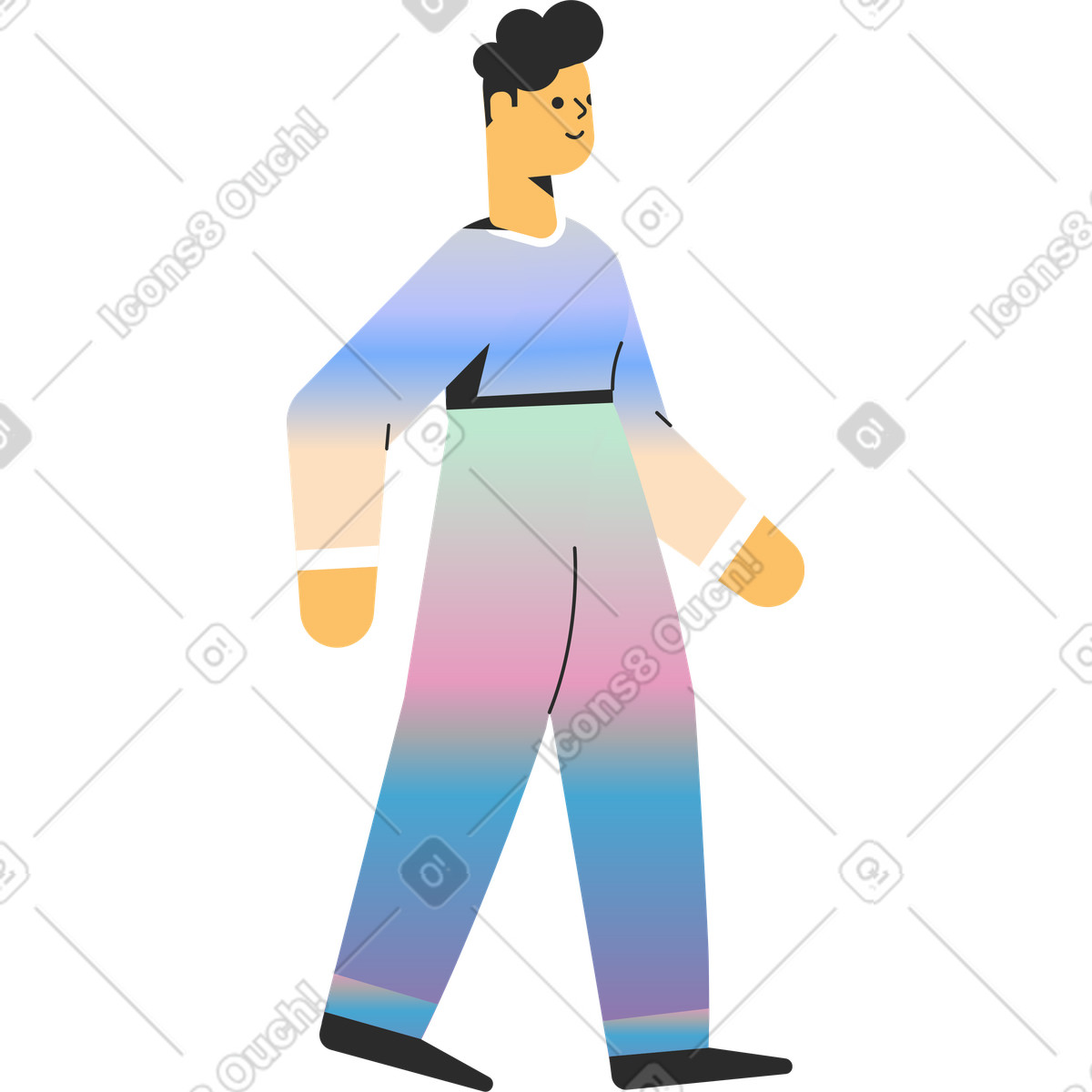 Ilustración Hombre caminando en estilo Marginalia a descargar en PNG y SVG