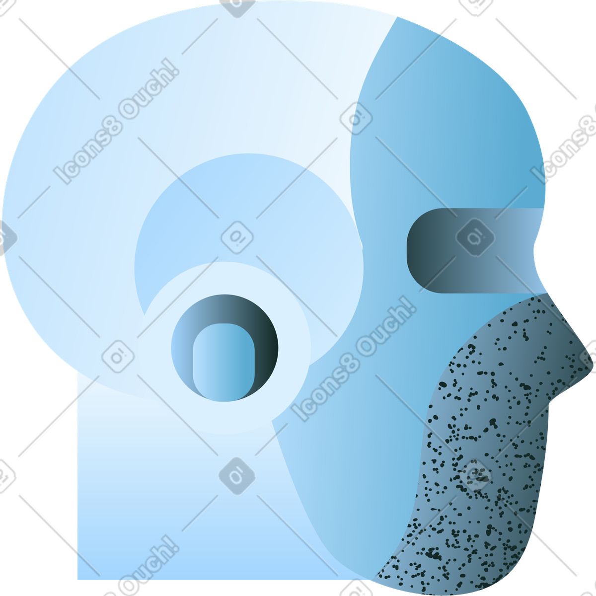 Humanized robot head representing artificial intelligence illustration in Concept style download in PNG, SVG