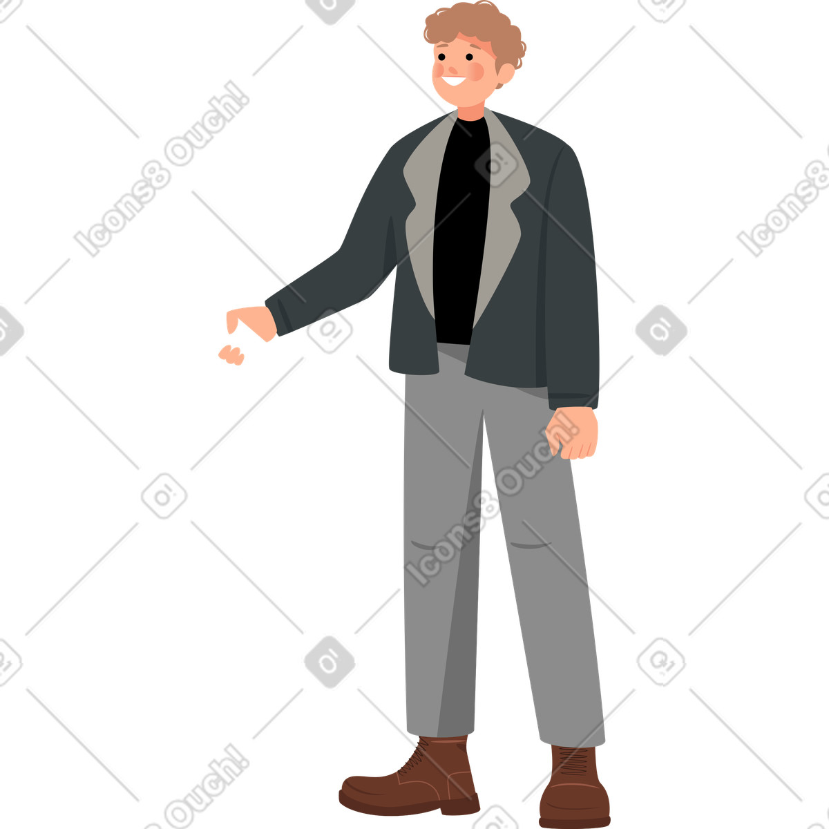 Il ragazzo tende la mano illustrazione in stile Lagom scarica in PNG, SVG