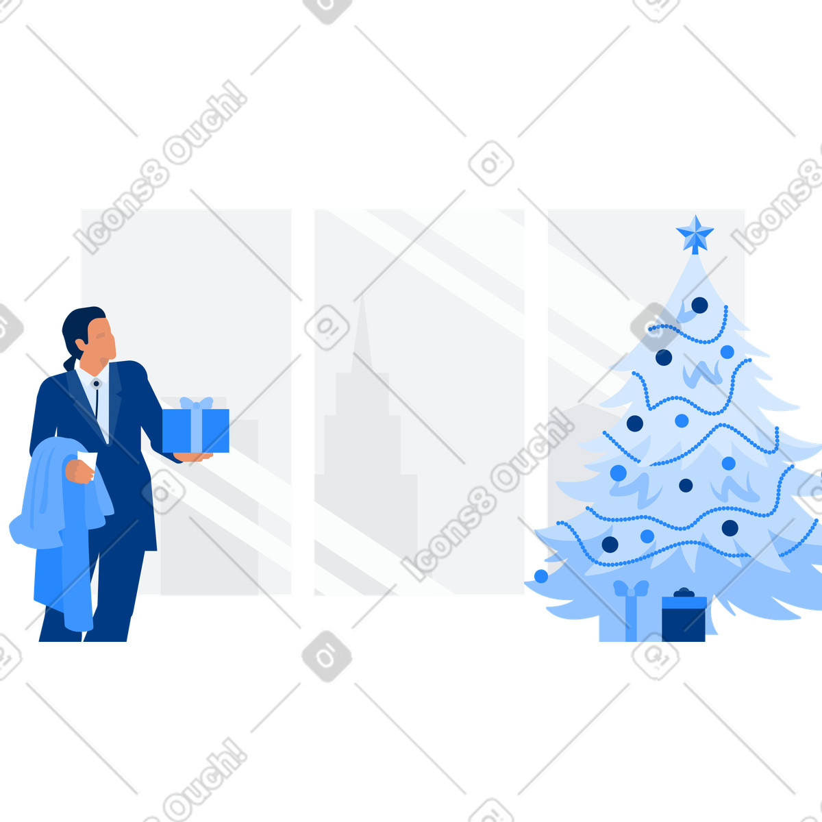 Gift for christmas illustration in Urban style download in PNG, SVG