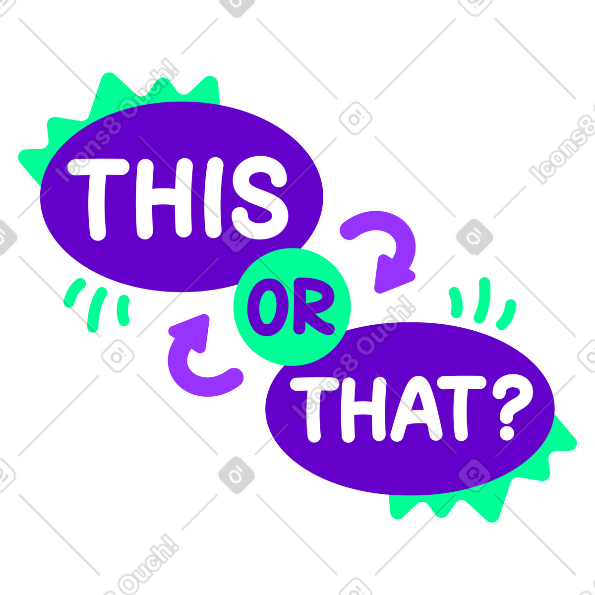 Lettering sticker this or that green violet text illustration in style download in PNG, SVG