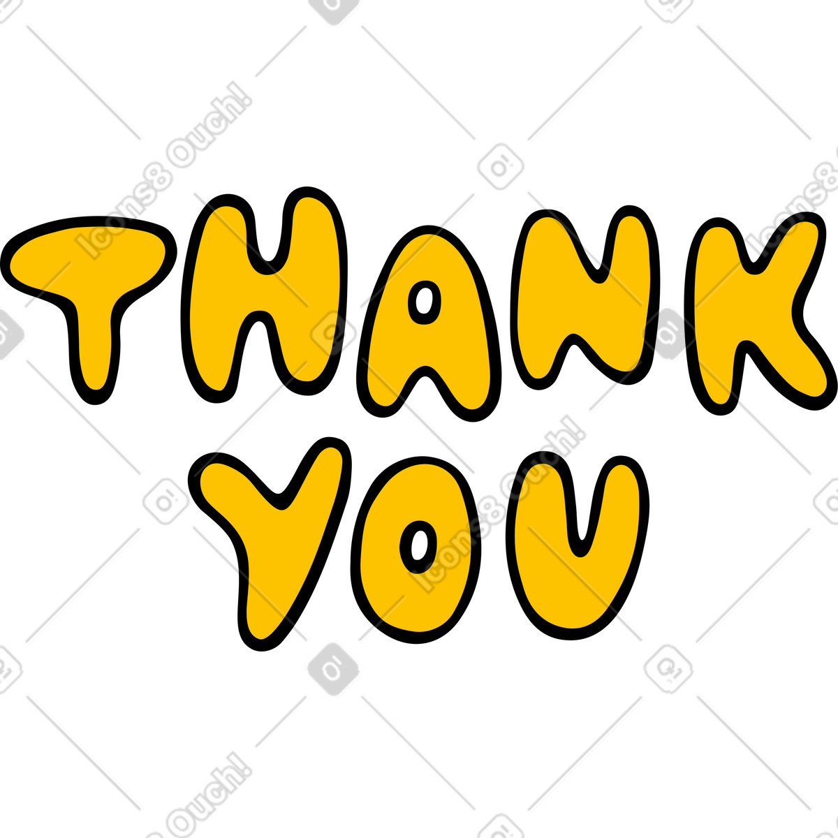 Lettering thank you text illustration in Comic style download in PNG, SVG