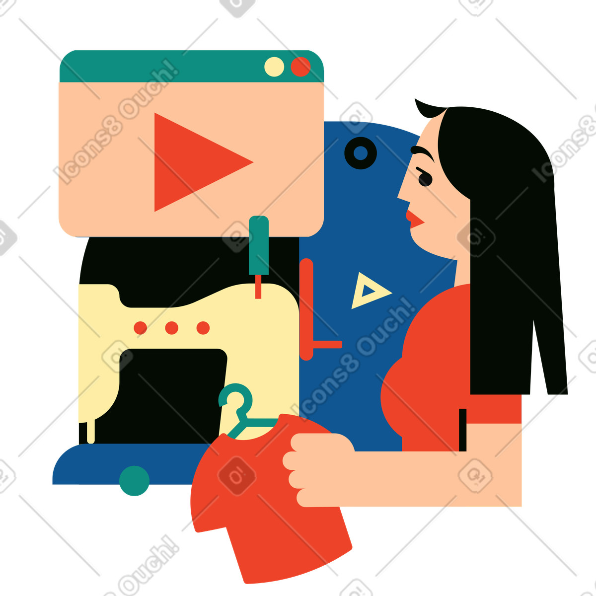 Online sewing courses illustration in Polar style download in PNG, SVG