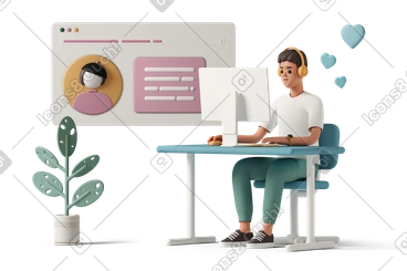 Homem conversando no site de namoro PNG, SVG