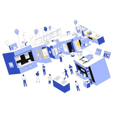 A festive street fair is bustling with activity. Colorful stalls are lined up, each dedicated to a different allele theme. One stall showcases merchandise featuring a double helix design, with information about genetics displayed prominently. Another stall features colorful posters illustrating dominant and recessive traits. A third stall has various items designed with illustrations of punnett squares, explaining inheritance patterns. People are browsing through the stalls, chatting, and enjoying the vibrant atmosphere. Balloons and banners add a celebratory touch overhead. In the background, a small stage has speakers discussing genetic concepts to an engaged crowd.