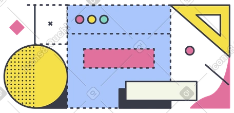 Mise en page de page web avec des formes de construction abstraites, page en construction ou à venir PNG, SVG