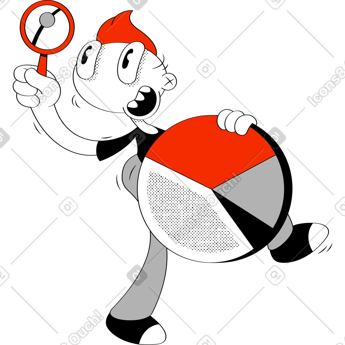 Ilustración Hombre con lupa y gráfico en estilo Looney a descargar en PNG SVG