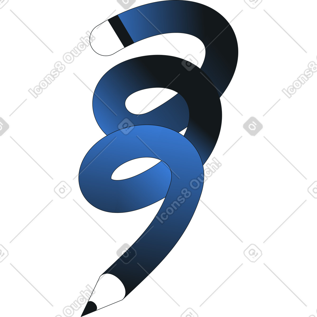 Matita a spirale illustrazione in stile Midnight scarica in PNG, SVG