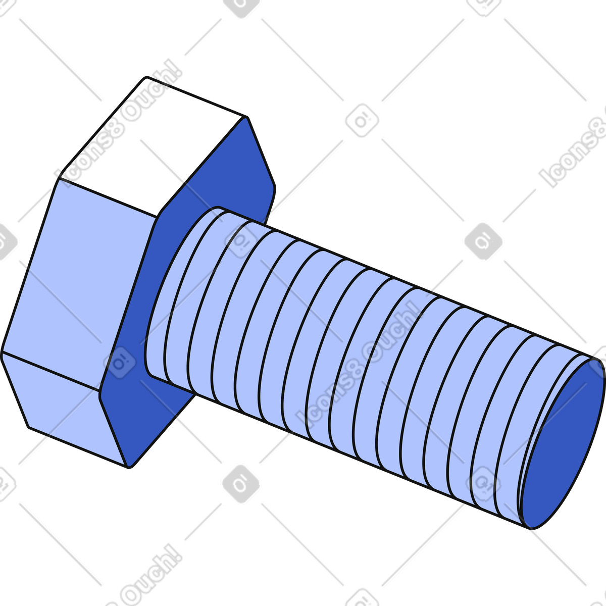 Ilustración Tornillo de cabeza hexagonal en estilo Techny a descargar en PNG y SVG