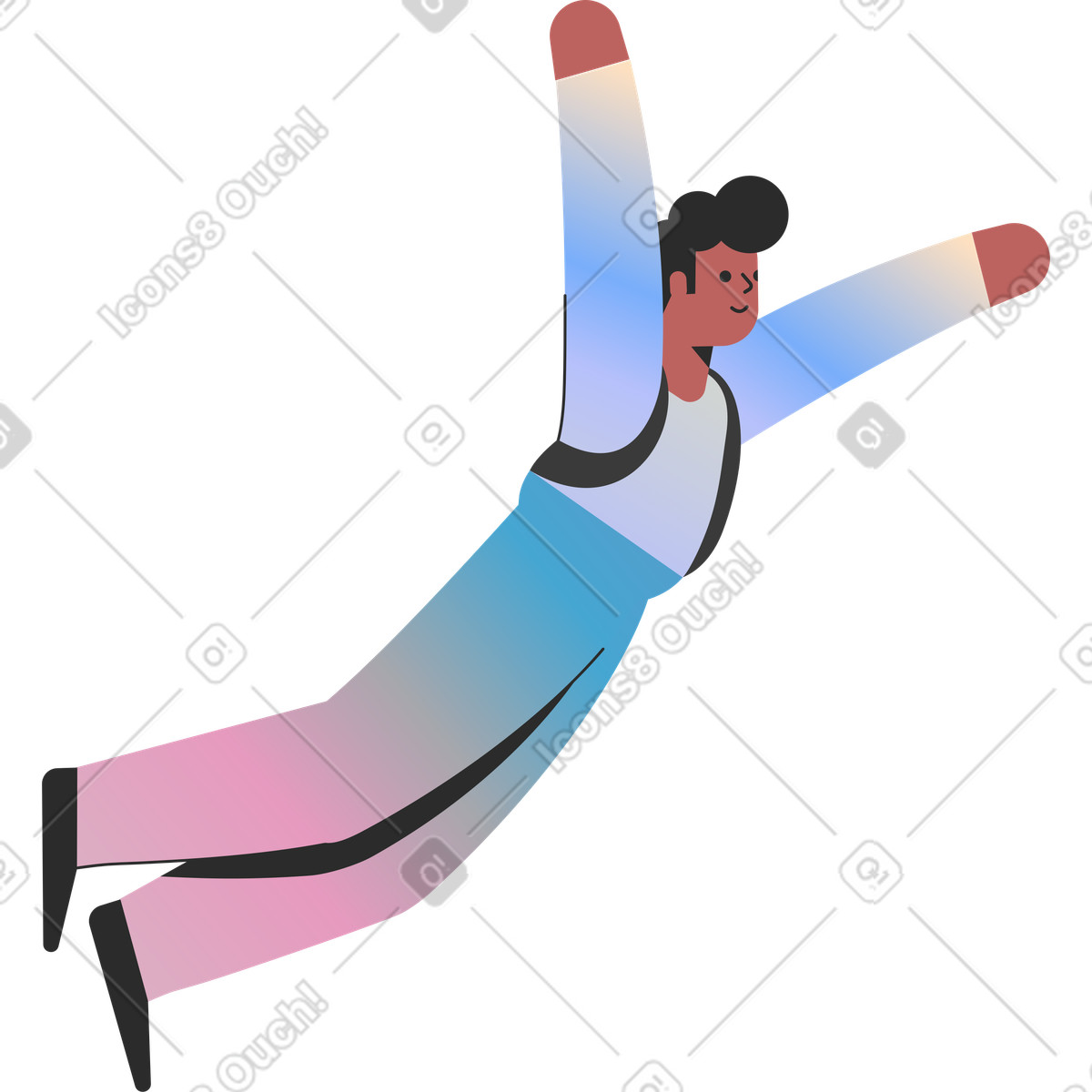 Flying man illustration in Marginalia style download in PNG, SVG
